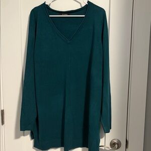 Evans Teal V-Neck Sweater - Women